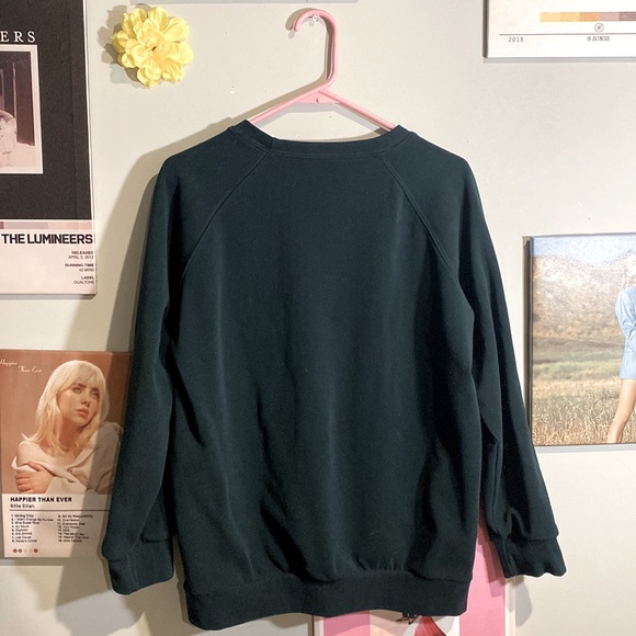 Dark green thick oversized crew neck w/ cuffed sleeves a velvet feel. :) - Picture 3 of 4